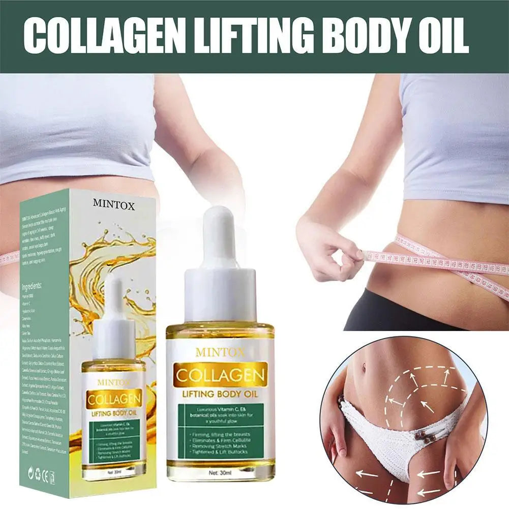 Collagen Lifting Body Oil Tightening Breast Buttock Stomach Thigh Upper Arm Nourishing Hydrating Massage Essential Oil Skin Care