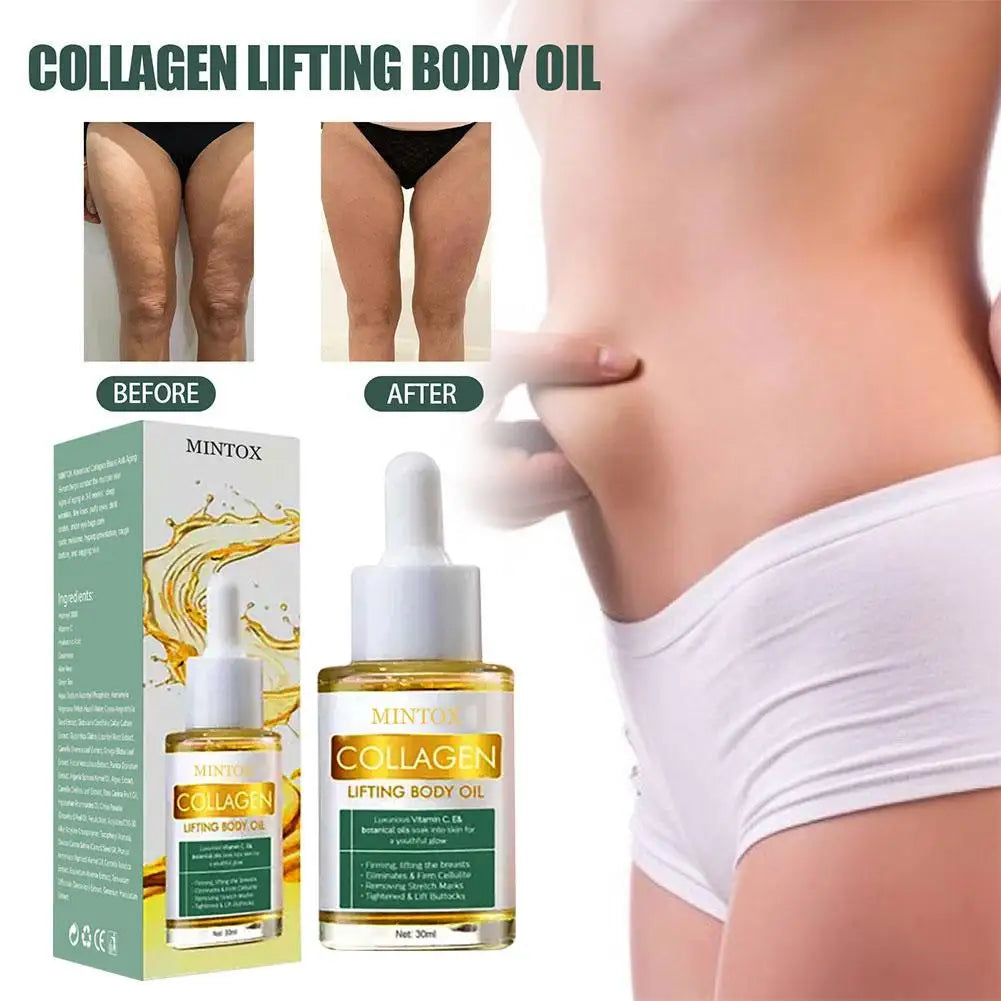 Collagen Lifting Body Oil Tightening Breast Buttock Stomach Thigh Upper Arm Nourishing Hydrating Massage Essential Oil Skin Care