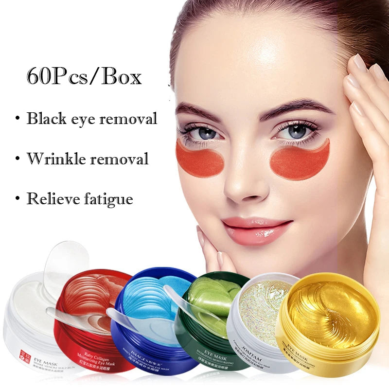 60pcs Gold Collagen Eye Mask moisturizing Anti Dark Circles removal Eye Bags Eyes Care Gel Masks Beauty Firming Eye Patches