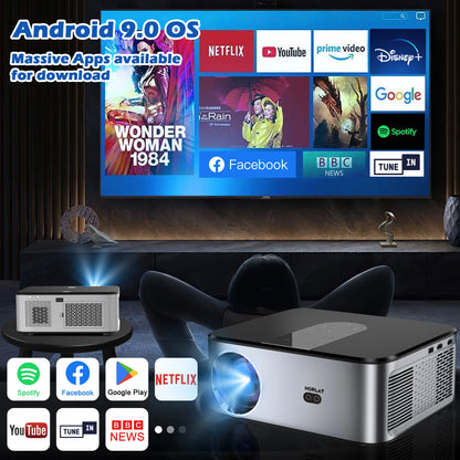 HORLAT Android 4K LED Projector 700ANSI Full HD 1080P Video Home Theater Auto Keystone 5G WiFi 18000Lumenes Portable Proyector