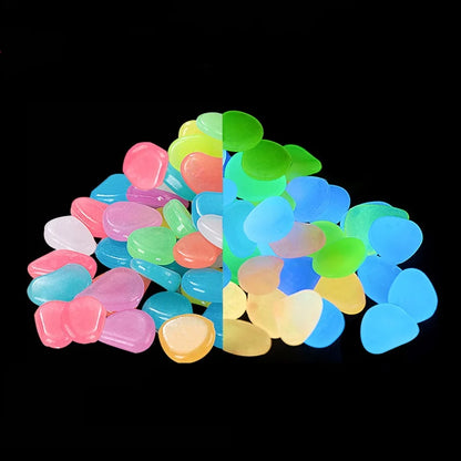 50/100Pcs Glow in the Dark Garden Pebbles For Sidewalk Garden Terrace Lawn Garden Patio Fish Tank Aquarium Decoration Glow Stone