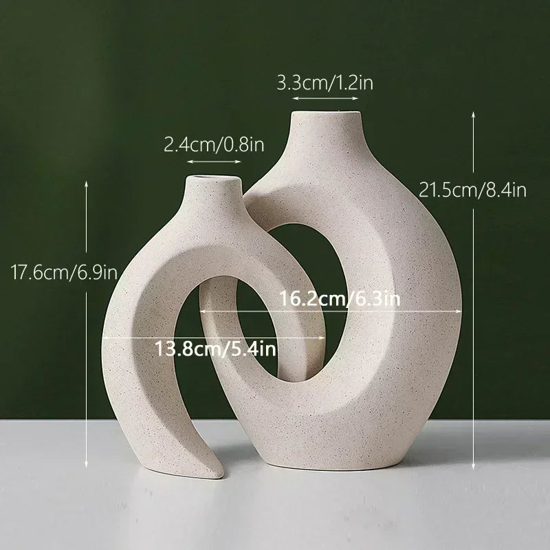 Vase nordique en céramique Interlock, cadeau de mariage pour petit ami, petite amie, herbe des marais, décoration de la maison pour salon