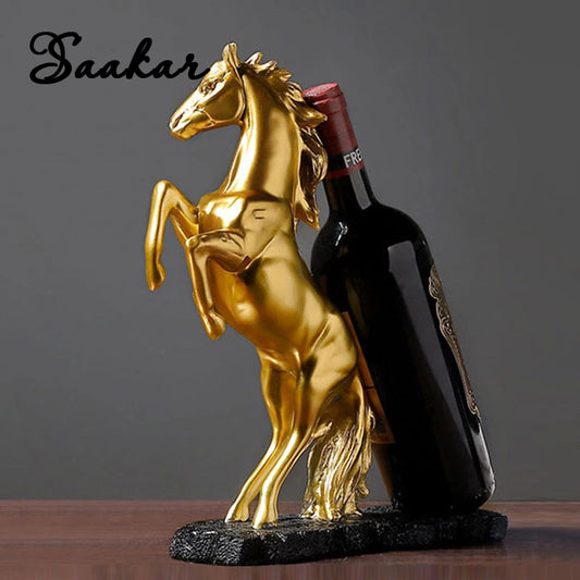 SAAKAR résine cheval de guerre doré casier à vin Figurines cheval porte-bouteille rangement décoration accessoire Collection maison intérieur article