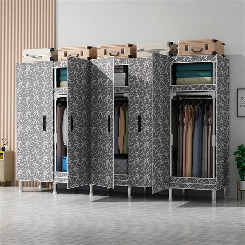 LEEGOHOME Wardrobes Closet Cloth Bedroom Furniture 85/125/166/207x45x170cm 26mm Steel Pipe Support Storage Household