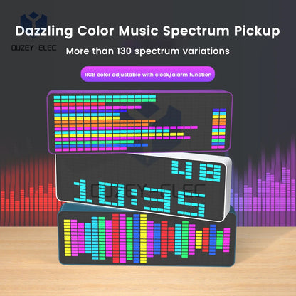 LED Music Spectrum Rhythm Display Voice Control Level Indicator Dazzling RGB Rhythm Pickup Kit Atmosphere Light Electronic Clock