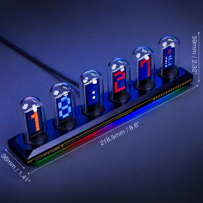 Nixie Tube Clock,IPS Color Screen Digital Clock,RGB DIY Glow Tube Clock,Analog Electronic Nightlights,Gaming Desktop Decoration