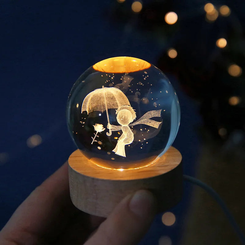 Boule de cristal 3D 6cm, planète en cristal, veilleuse gravée au Laser, système solaire, Globe astronomie, cadeau d'anniversaire, décoration de bureau pour la maison