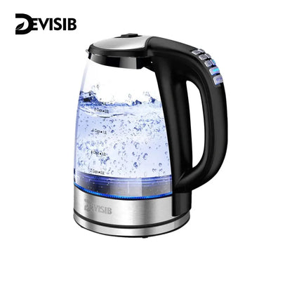 DEVISIB Electric Kettle Temperature Control 4Hours Keep Warm 2L Glass Tea Coffee Hot Water Boiler Food Grade 304 Stainless Steel