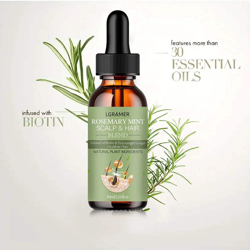 LGRAMER Rosemary Hair Essential Oil Deeply Nourishes The Scalp, An Organic Essential Oil That Maintains and Enhances Hair