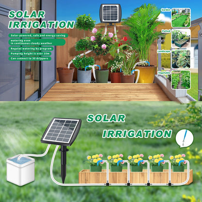 Solar Auto Watering System Automatic Drip Irrigation Kit Self Watering Device with Timer for Plants in Patio Balcony Green House