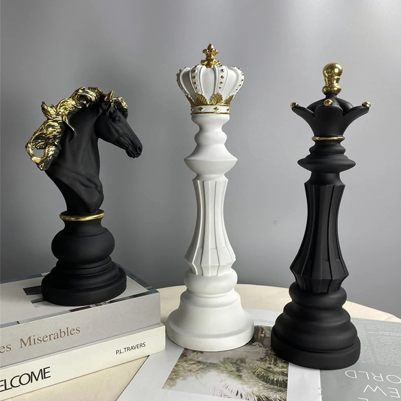 SAAKAR International Chess Resin Decorative Ornaments Home Interior Office Figurines King Queen Knight Statue Collection Objects