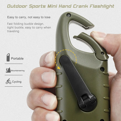 LED Flashlight Hand Crank Solar Powered Rechargeable Survival Gear Self Powered Charging Torch Dynamo for Fishing Boating Hiking