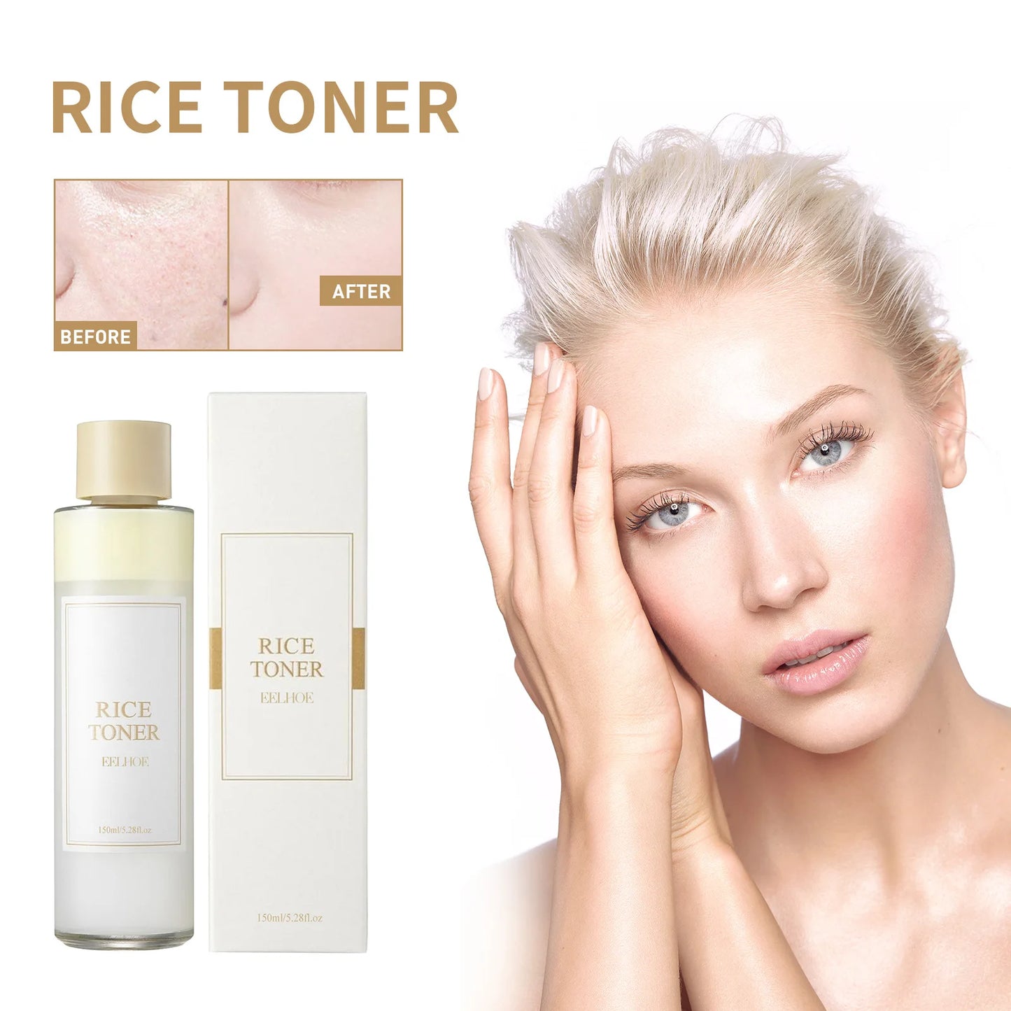 Organic Rice Face Toner 150ml Anti-Aging, Moisturizing, Firming Skin Care Solution for Softening, Brightening, Repairing Facial