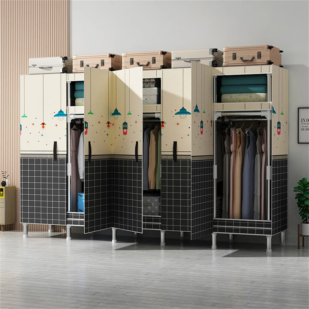 LEEGOHOME Wardrobes Closet Cloth Bedroom Furniture 85/125/166/207x45x170cm 26mm Steel Pipe Support Storage Household